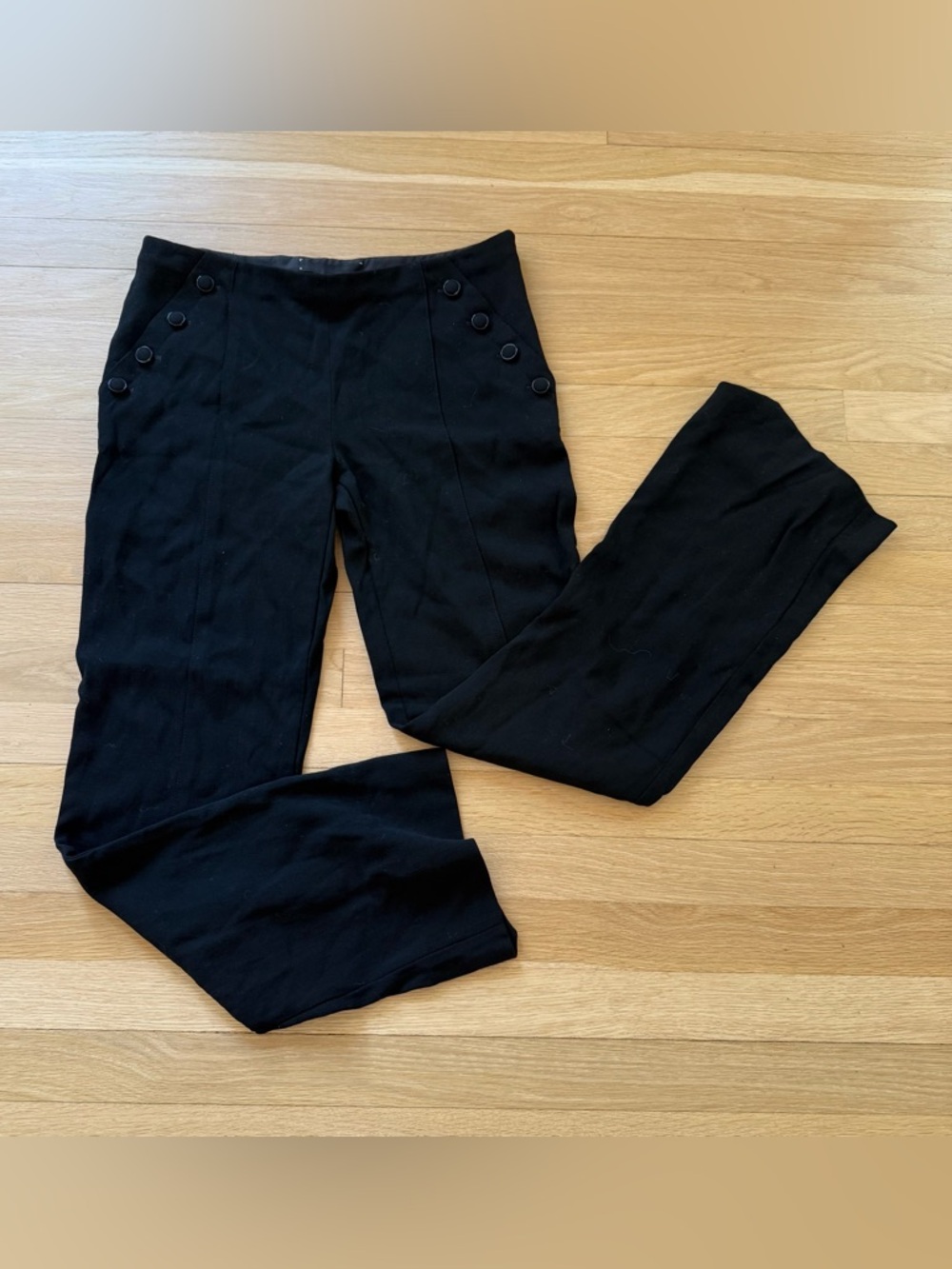 Valentino Black Women's Button-Accent Trousers | Size: 8